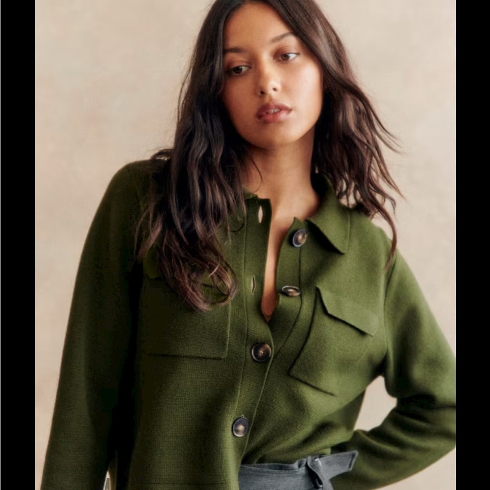 Sezane Betty Cardigan (Olive/perfect green) *Sold Out Color*